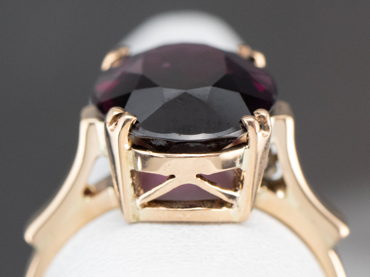 Grape Garnet Gold Statement Ring