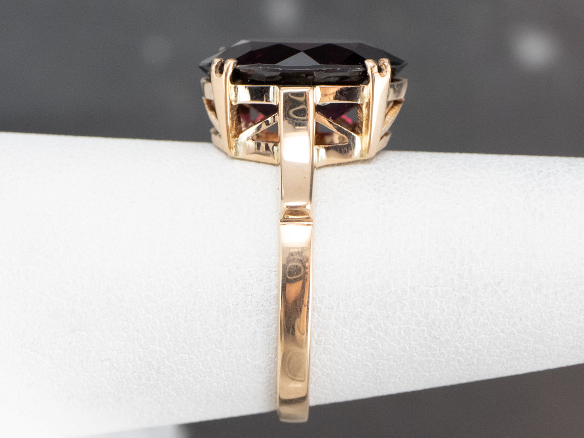 Grape Garnet Gold Statement Ring
