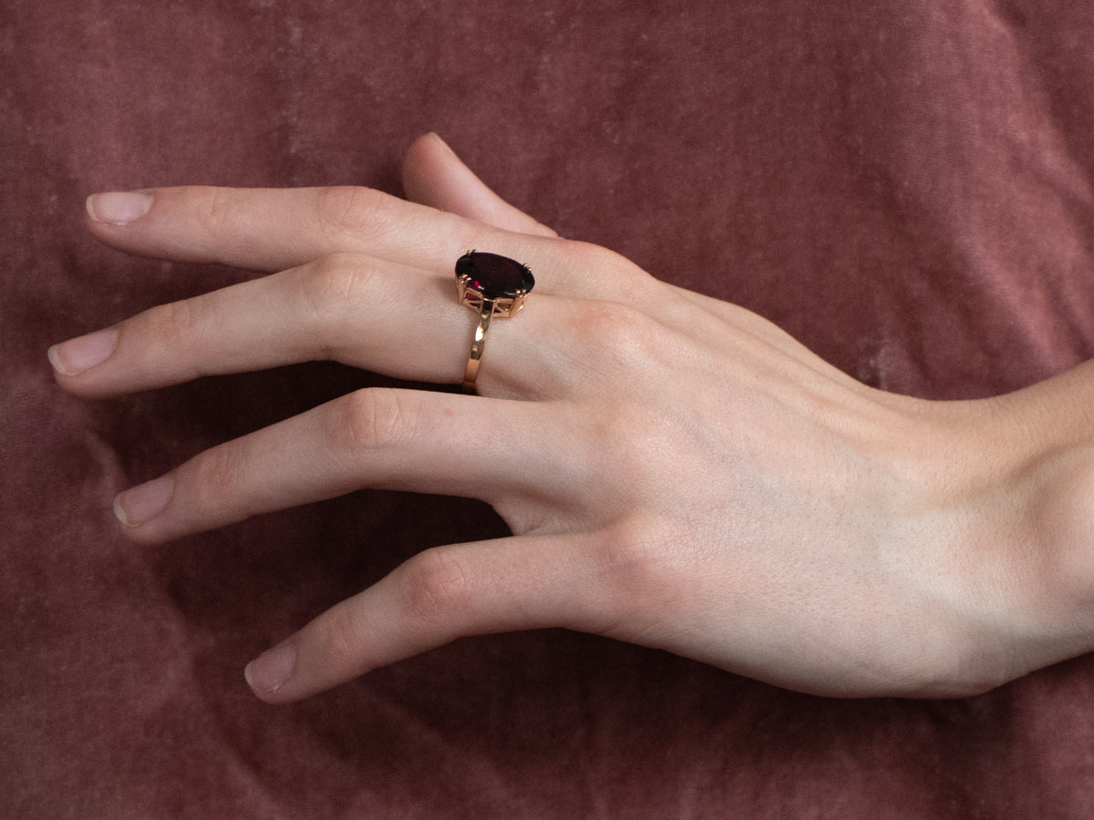 Grape Garnet Gold Statement Ring
