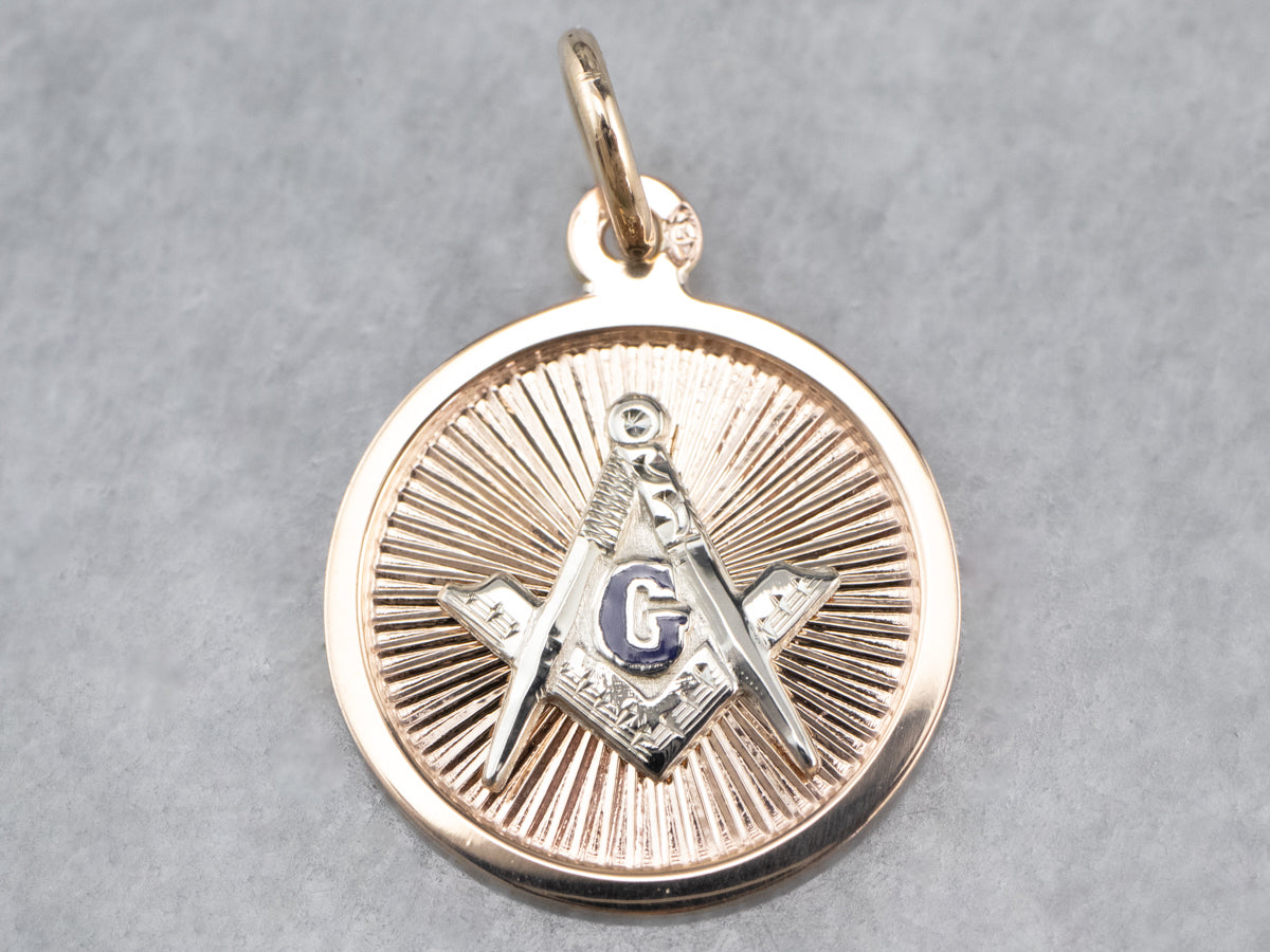 Vintage Masonic Gold and Enamel Pendant