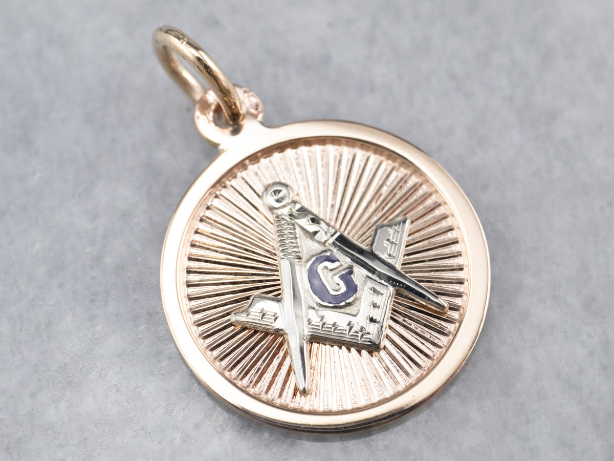 Vintage Masonic Gold and Enamel Pendant
