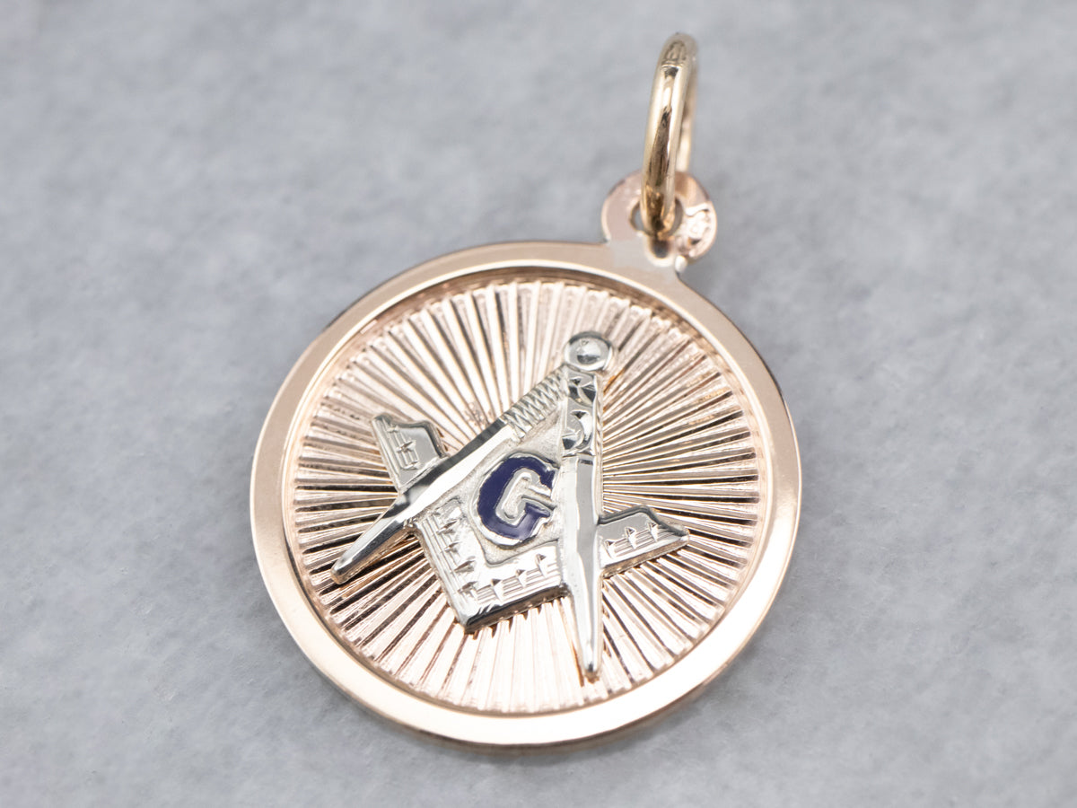 Vintage Masonic Gold and Enamel Pendant