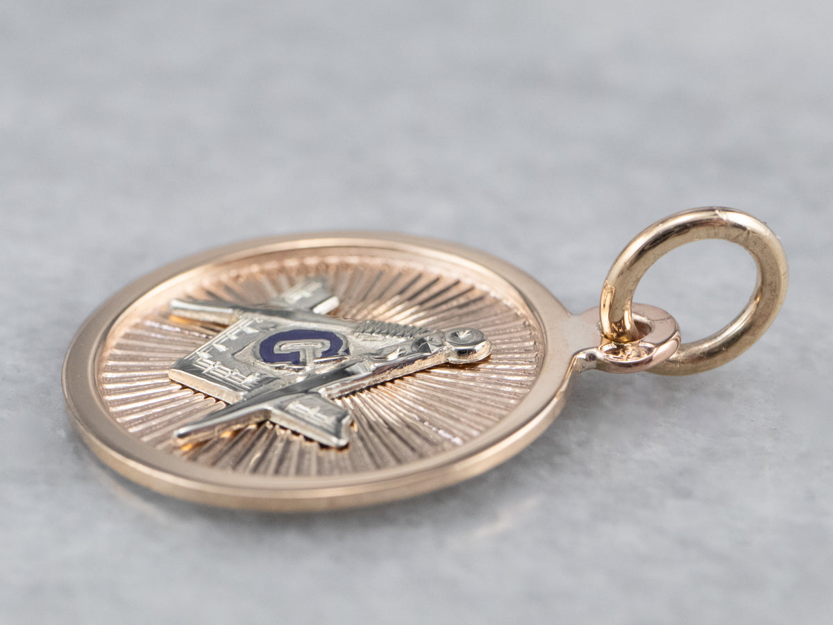 Vintage Masonic Gold and Enamel Pendant