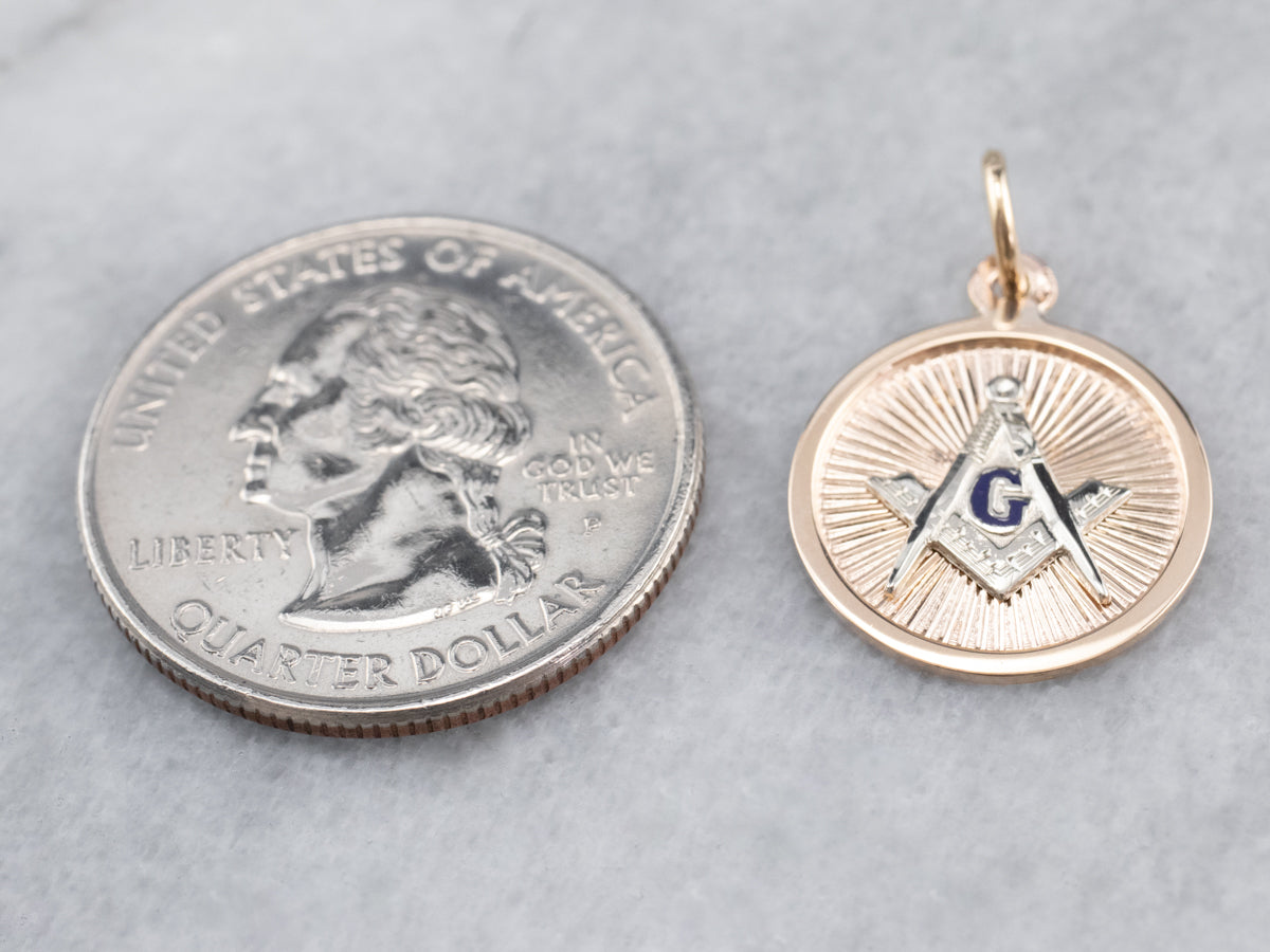Vintage Masonic Gold and Enamel Pendant