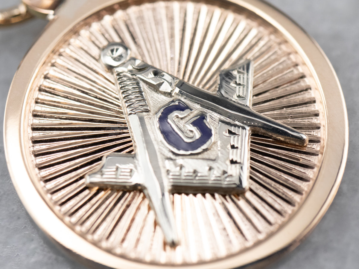 Vintage Masonic Gold and Enamel Pendant