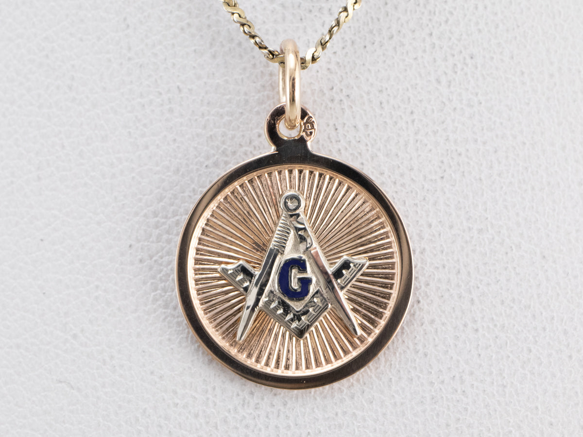 Vintage Masonic Gold and Enamel Pendant