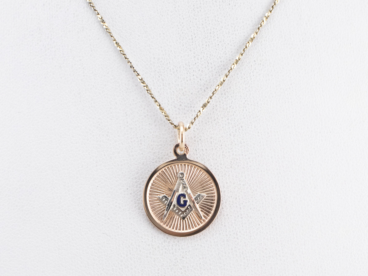Vintage Masonic Gold and Enamel Pendant