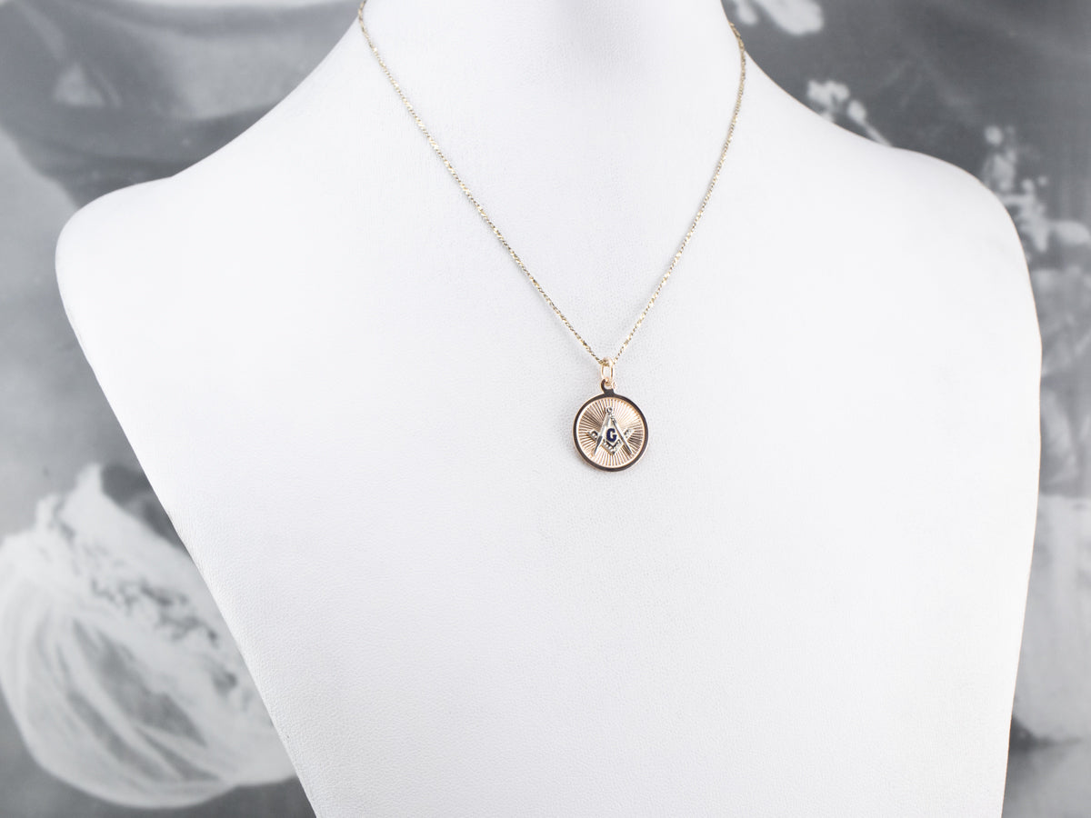 Vintage Masonic Gold and Enamel Pendant