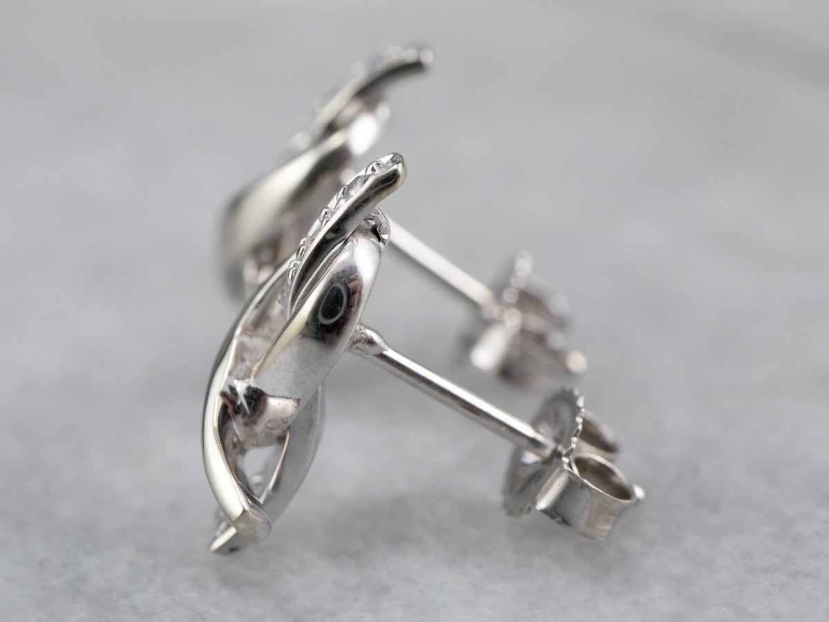 Gold Cancer Ribbon Diamond Stud Earrings