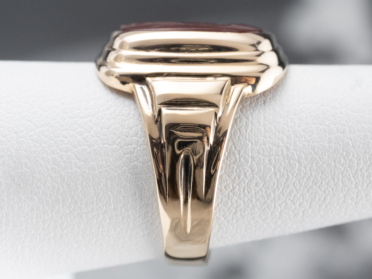 Men's Vintage Gold Carnelian Intaglio Ring