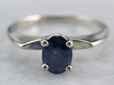White Gold Sapphire Solitaire Ring