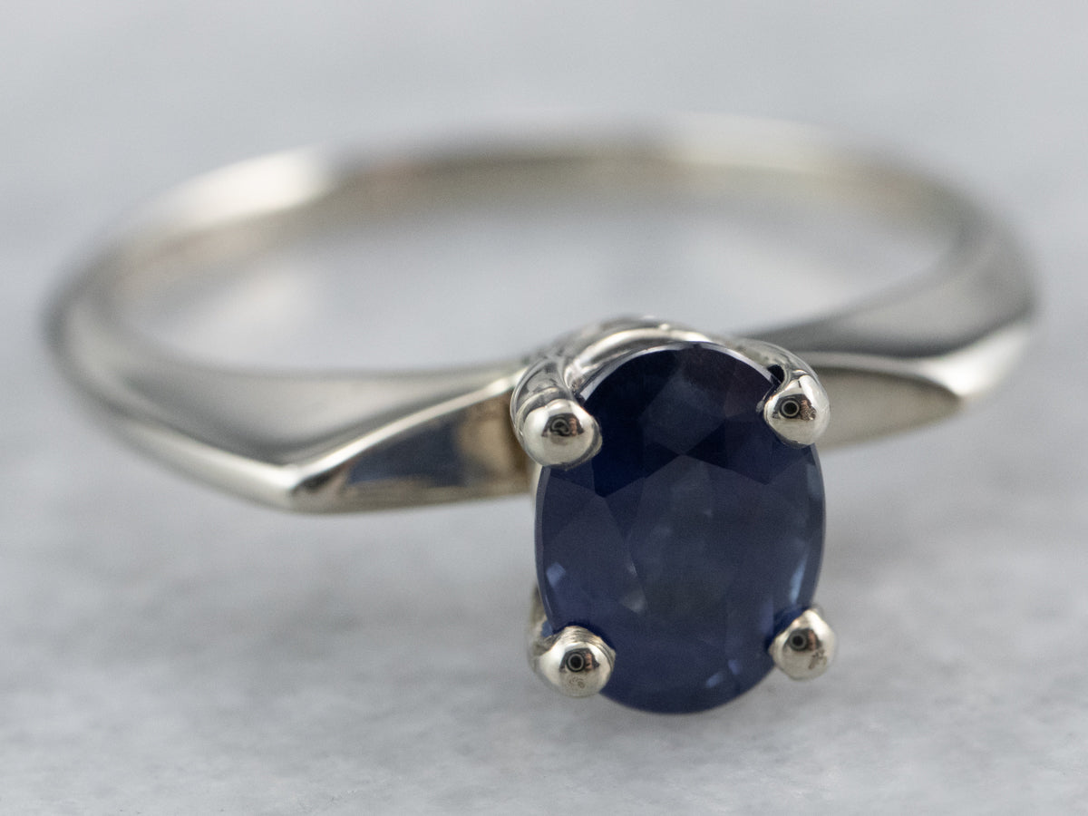 White Gold Sapphire Solitaire Ring