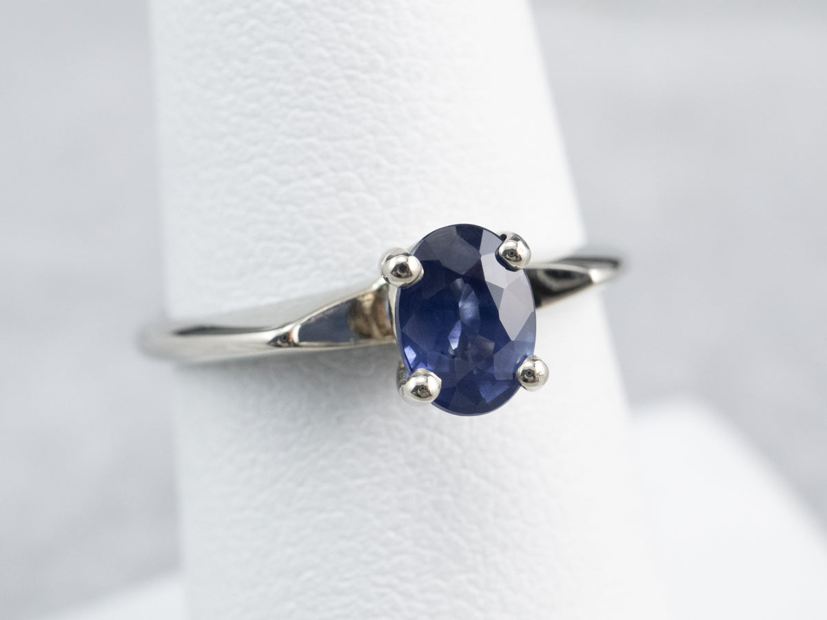 White Gold Sapphire Solitaire Ring