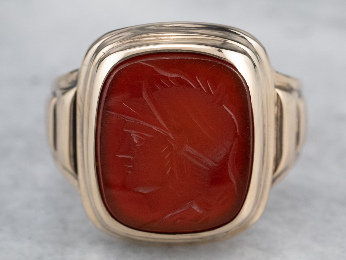 Men's Vintage Gold Carnelian Intaglio Ring