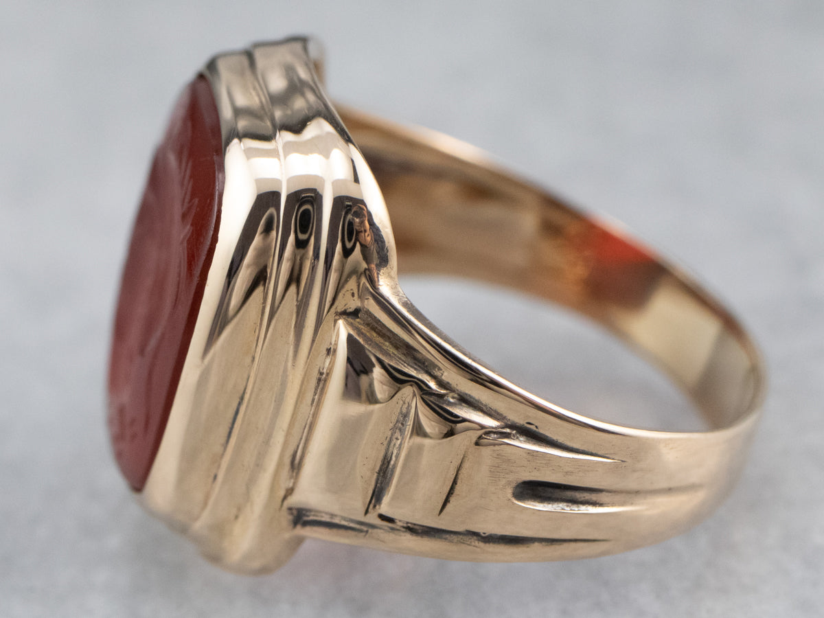 Men's Vintage Gold Carnelian Intaglio Ring