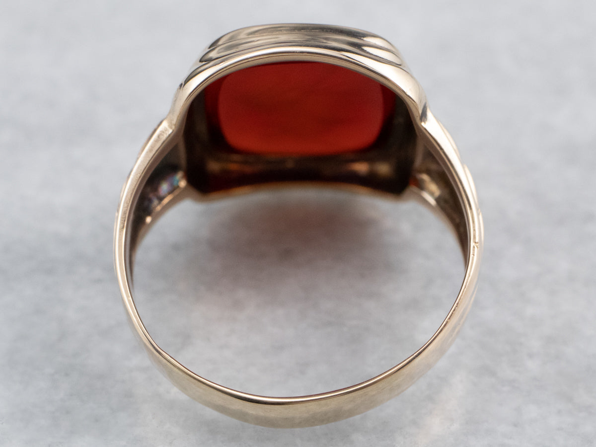 Men's Vintage Gold Carnelian Intaglio Ring