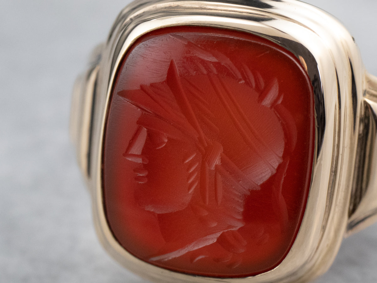 Men's Vintage Gold Carnelian Intaglio Ring