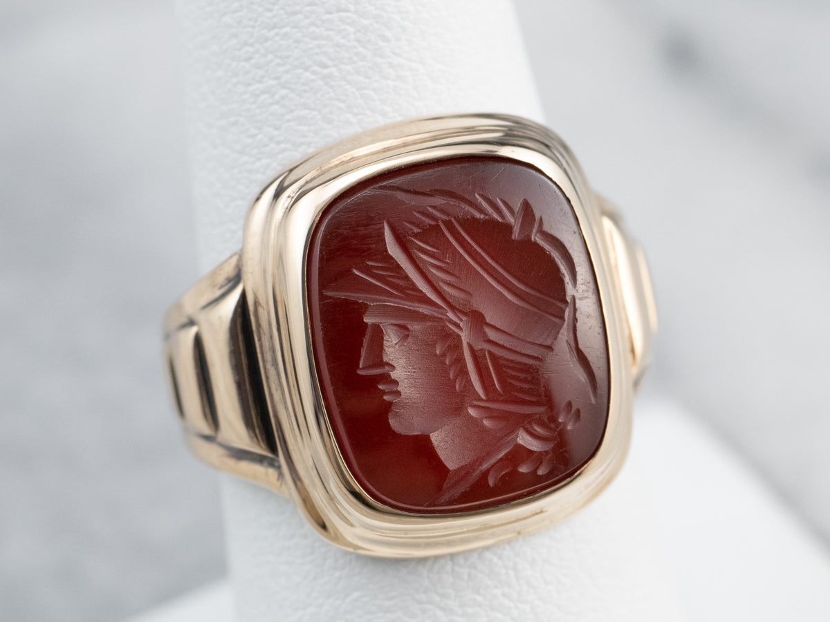 Men's Vintage Gold Carnelian Intaglio Ring
