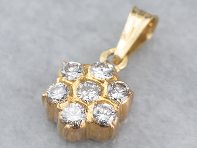 Diamond Cluster Gold Pendant