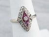 Diamond Synthetic Ruby White Gold Dinner Ring
