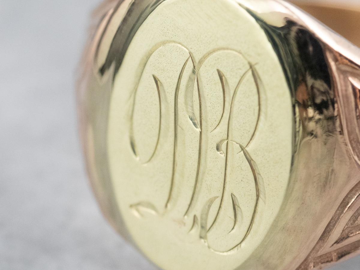 Two Tone Gold "DB" Signet Ring