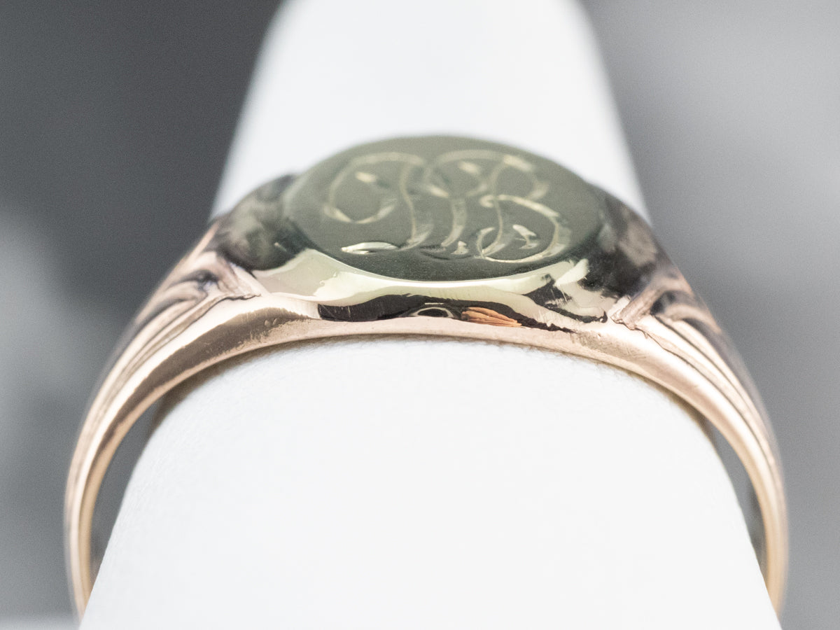 Two Tone Gold "DB" Signet Ring
