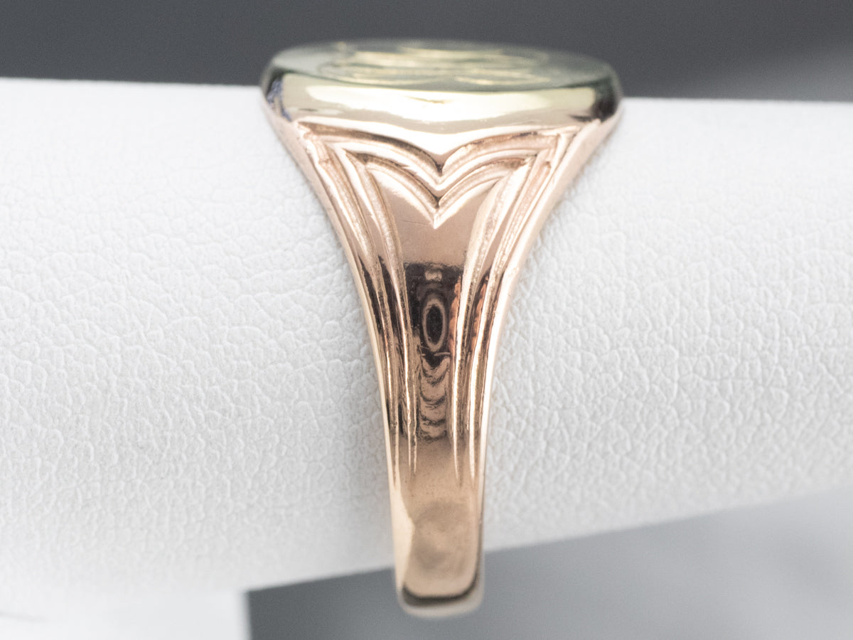 Two Tone Gold "DB" Signet Ring