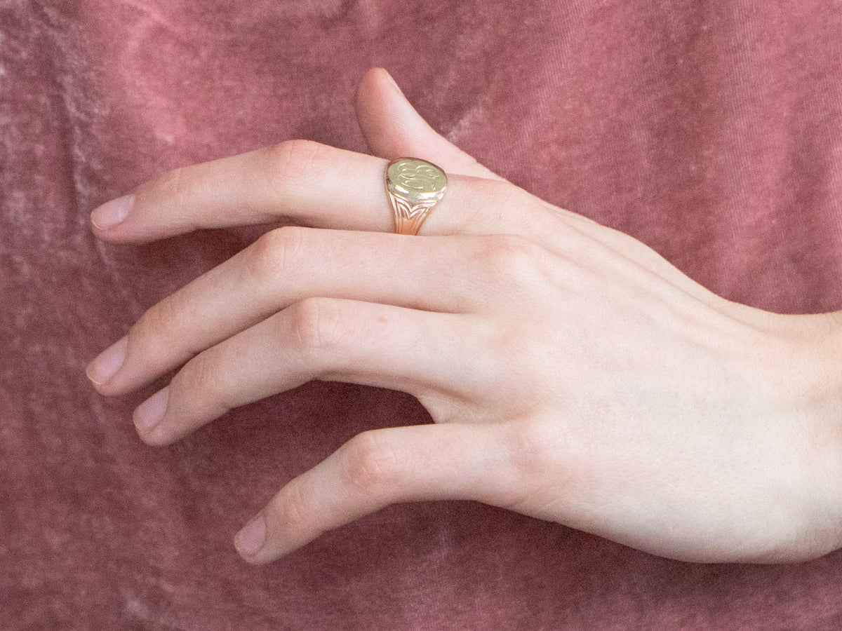Two Tone Gold "DB" Signet Ring