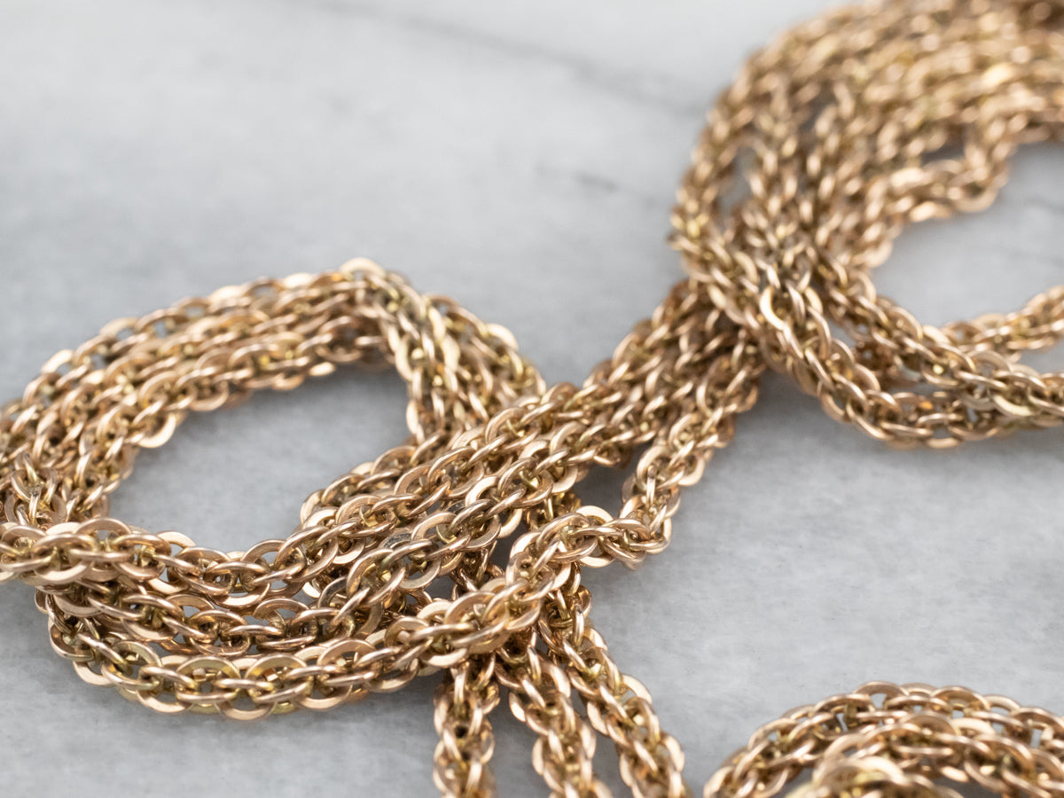 Collar antiguo de oro con cadena de tres hilos