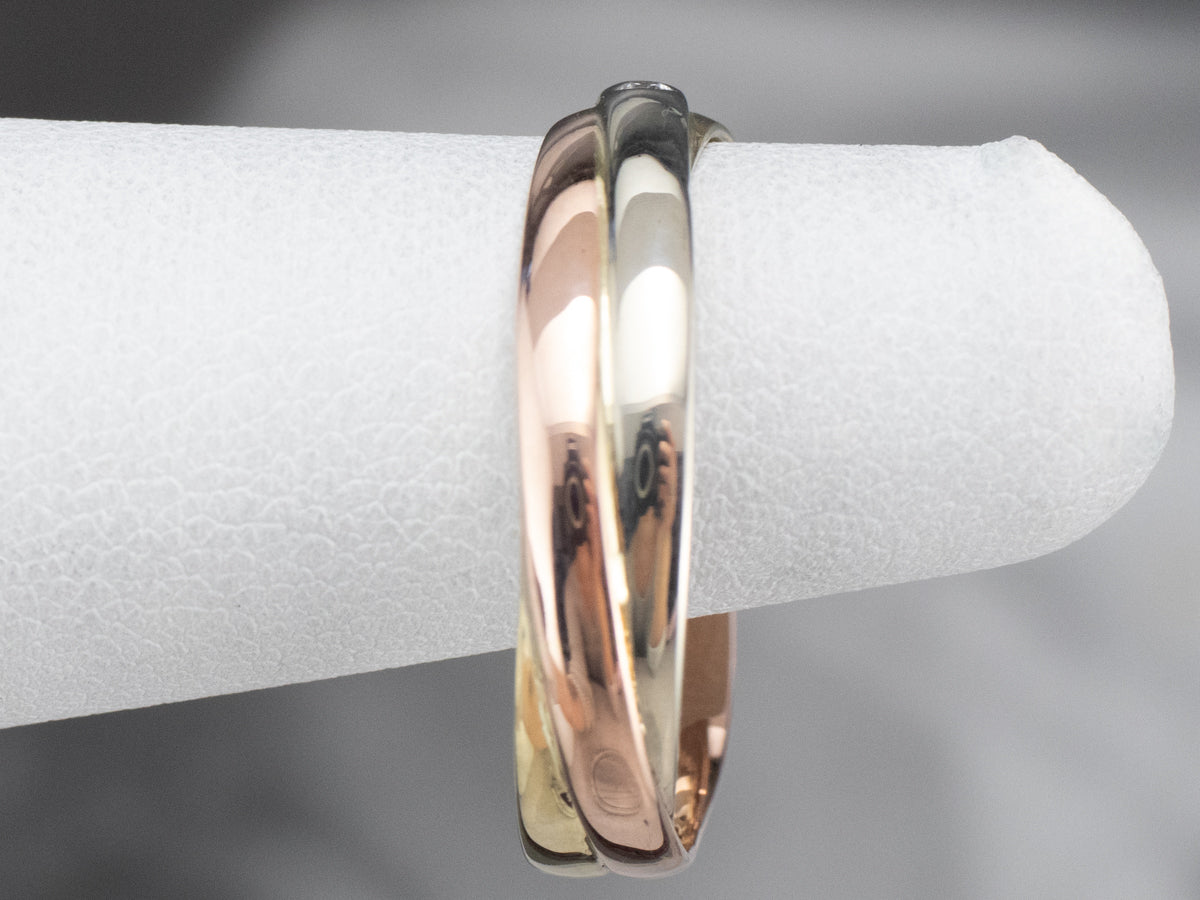 Tri-Color Gold Diamond Solitaire Band