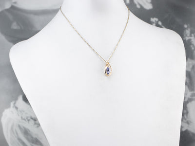 Marquise Tanzanite Diamond and Gold Pendant