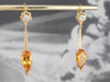 Gold Citrine and Diamond Drop Earrings