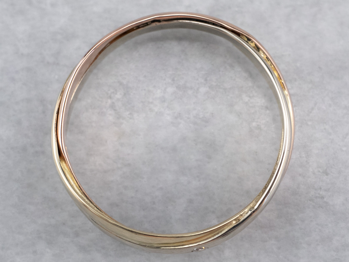 Tri-Color Gold Diamond Solitaire Band