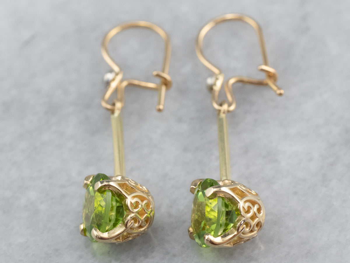Peridot and Diamond Drop Earrings