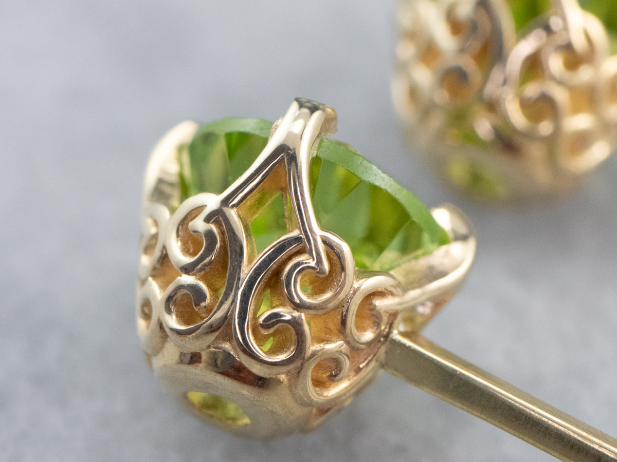 Peridot and Diamond Drop Earrings