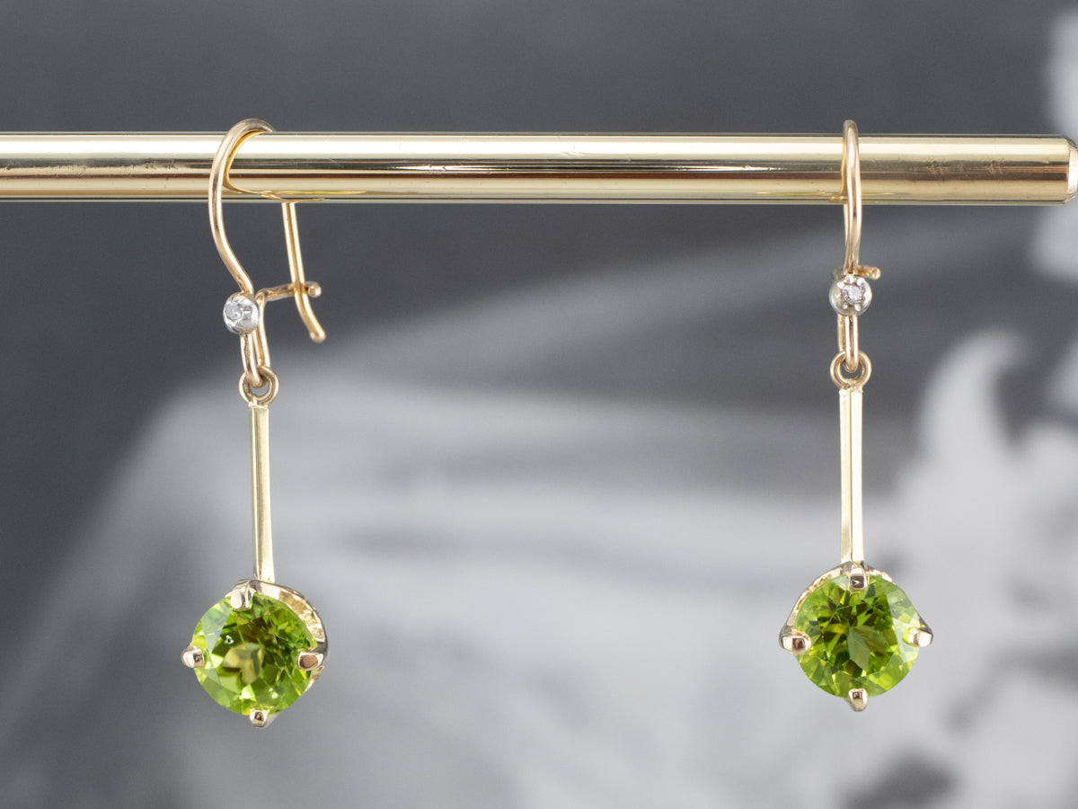 Peridot and Diamond Drop Earrings