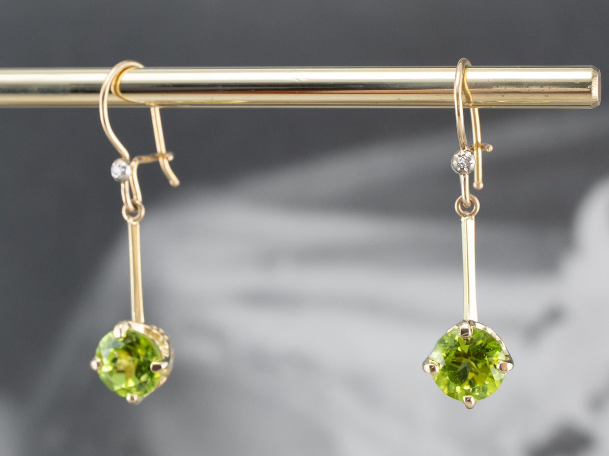 Peridot and Diamond Drop Earrings