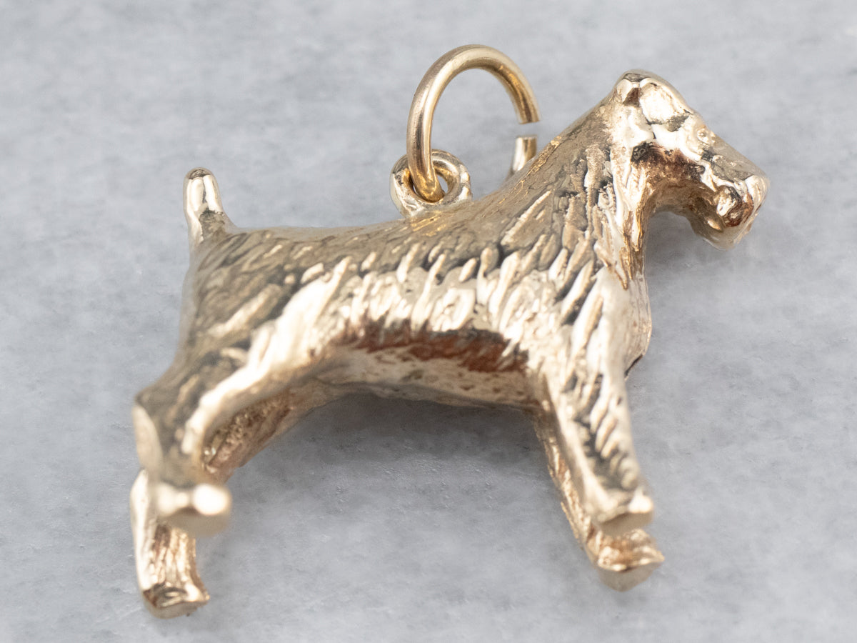 Gold Schnauzer Terrier Dog Charm