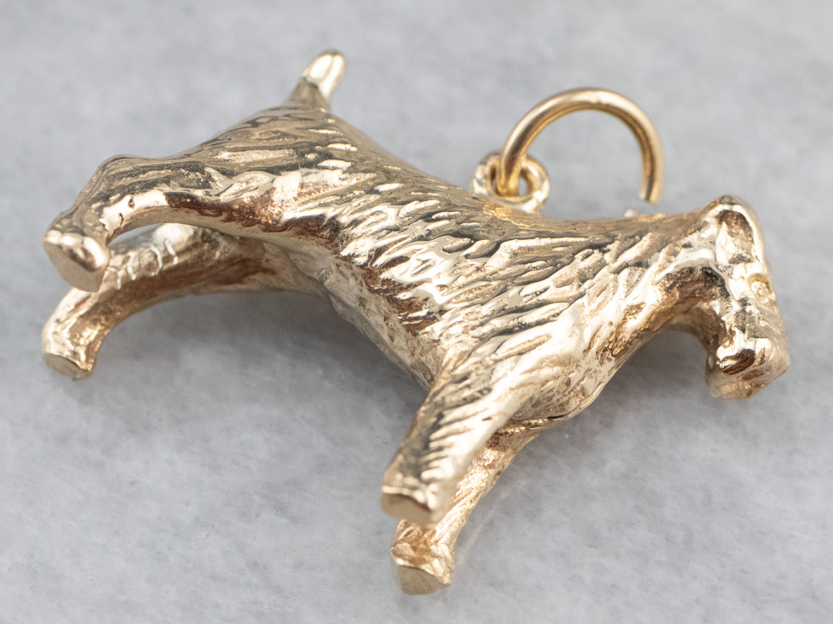 Gold Schnauzer Terrier Dog Charm
