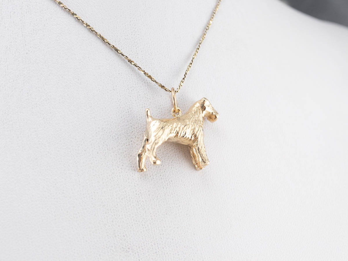 Gold Schnauzer Terrier Dog Charm