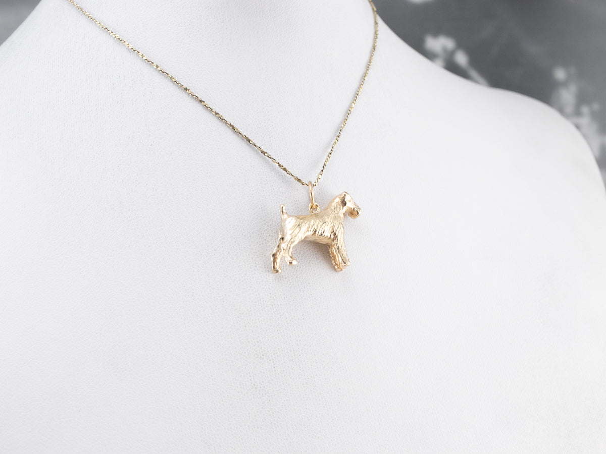 Gold Schnauzer Terrier Dog Charm