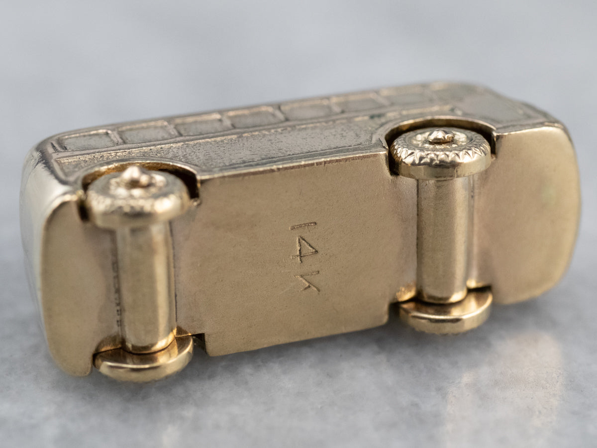 Vintage Gold Bus Charm Pendant