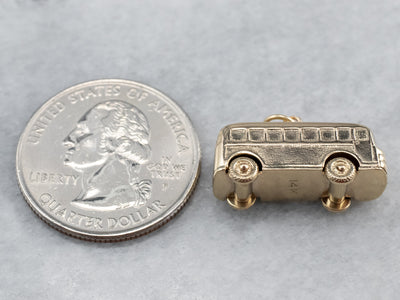 Vintage Gold Bus Charm Pendant