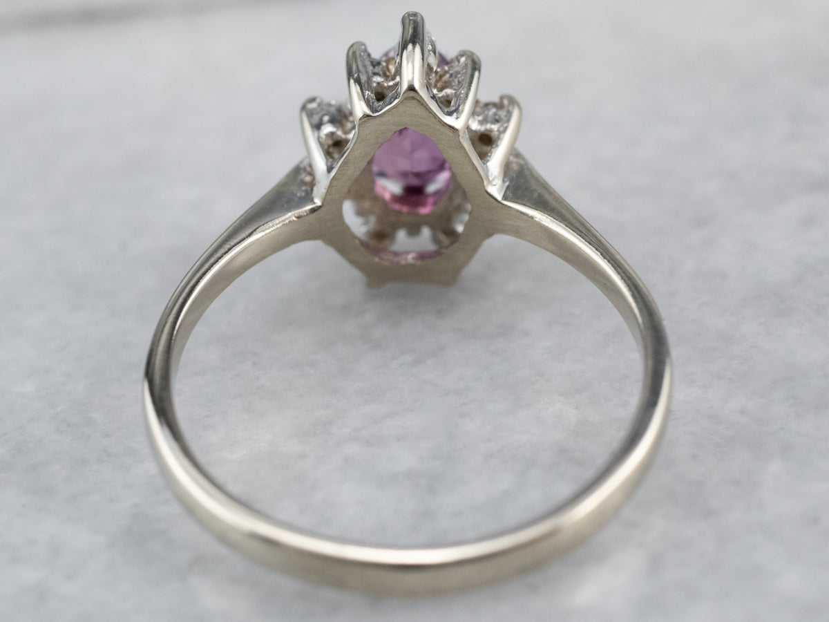 Pink Sapphire Diamond Halo Ring
