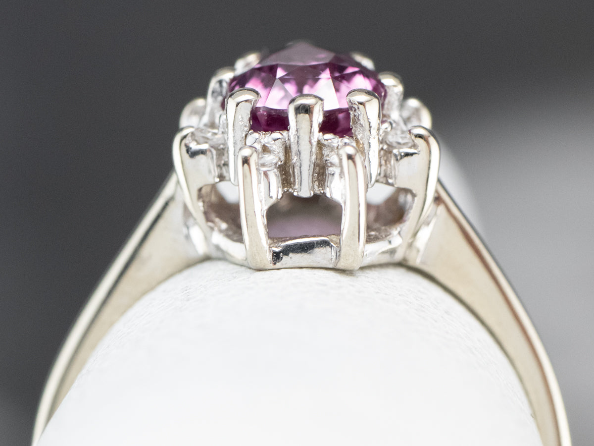 Pink Sapphire Diamond Halo Ring