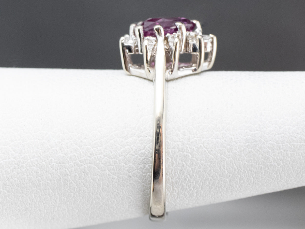 Pink Sapphire Diamond Halo Ring