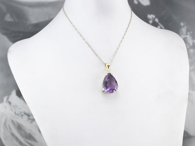 Gold Amethyst Solitaire Pendant
