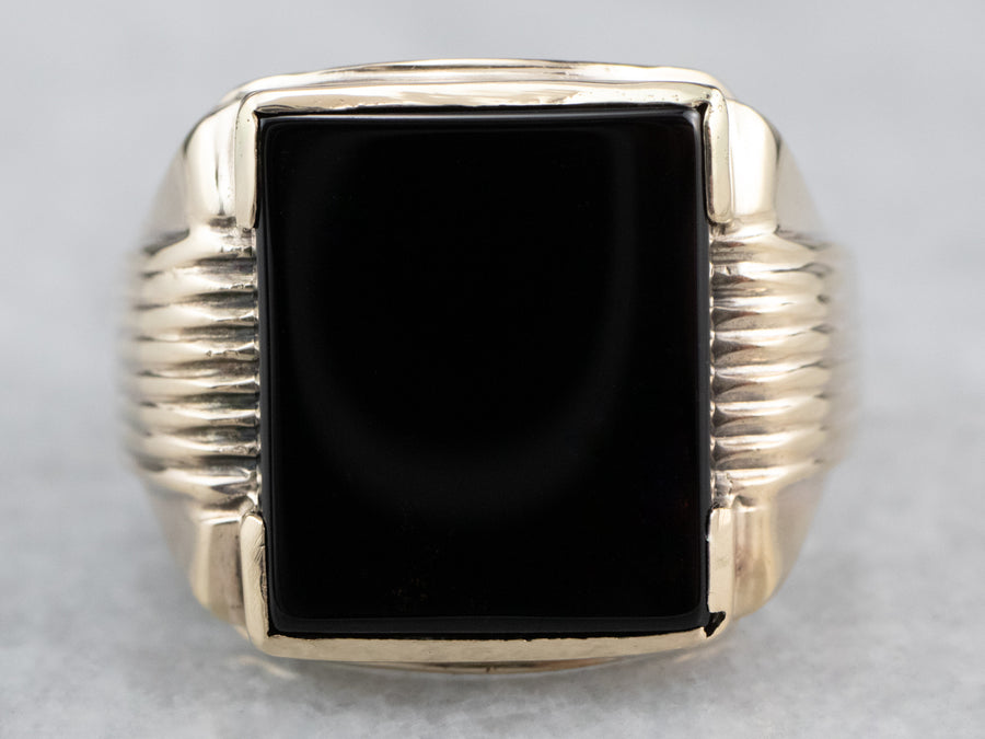 Men's Retro Black Onyx Ring