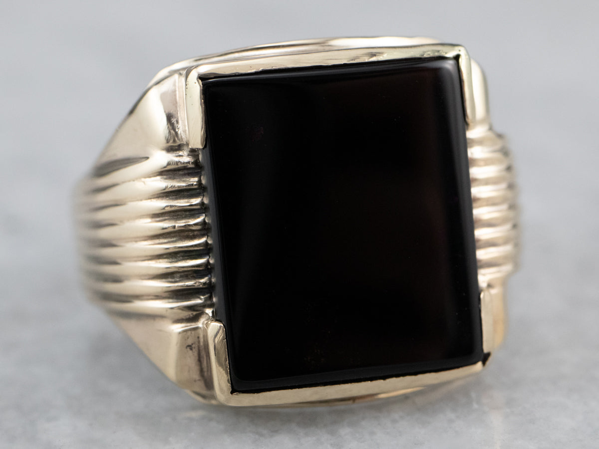 Men's Retro Black Onyx Ring