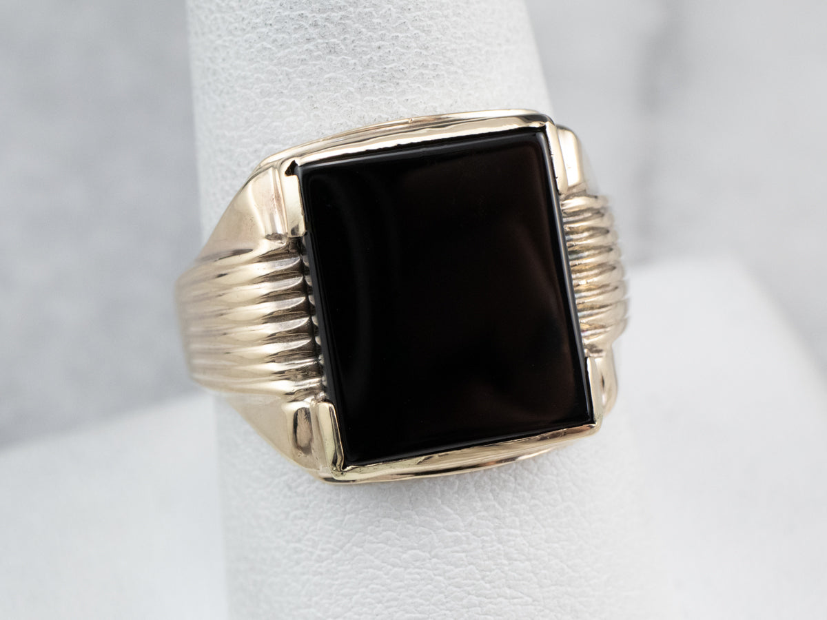 Men's Retro Black Onyx Ring